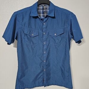 KÜHL Blue Short Sleeve Button Up Shirt | Outdoor Hiking Utility